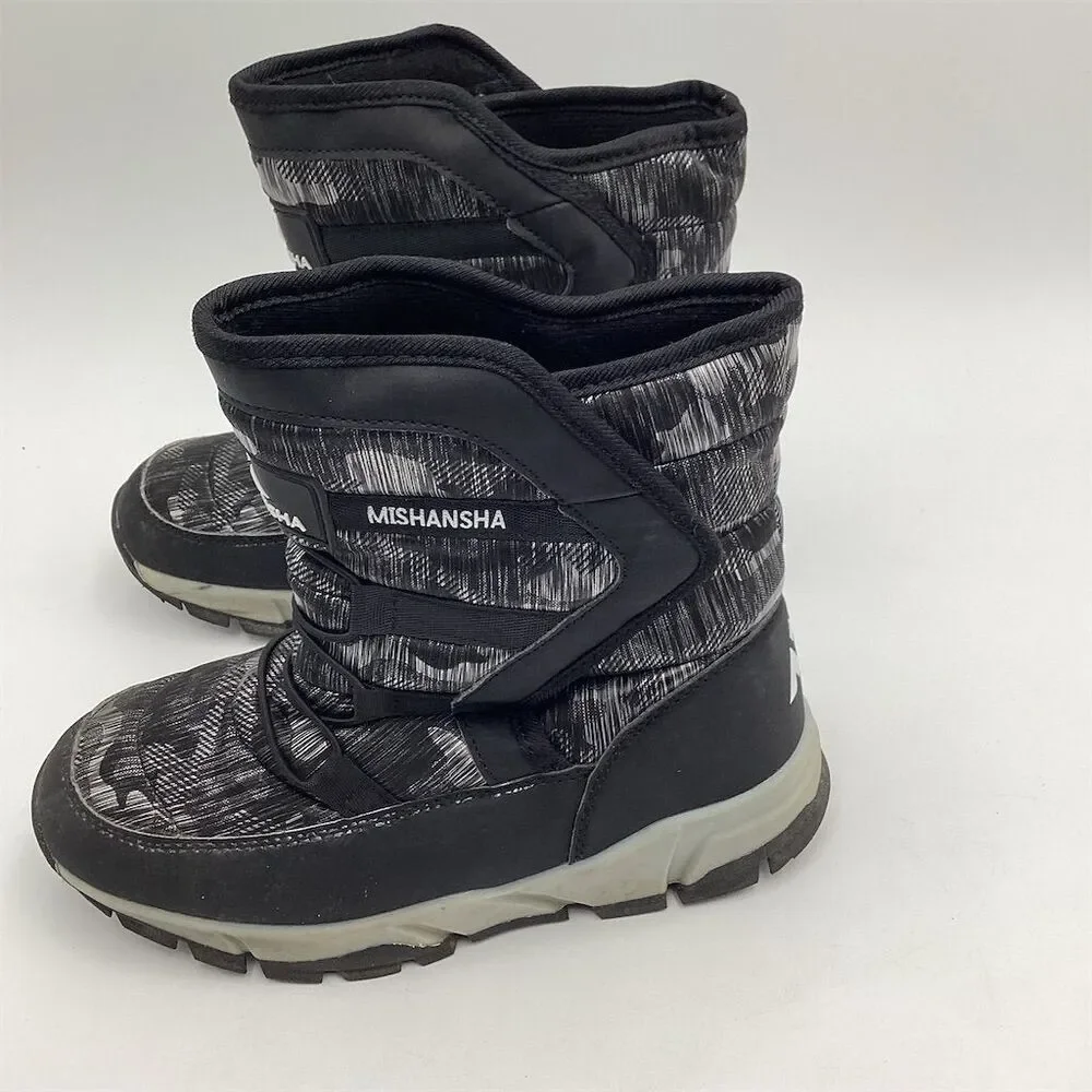 Mishansha Unisex Snow Boots‎ Black Lace Up Warm Winter Size 38
